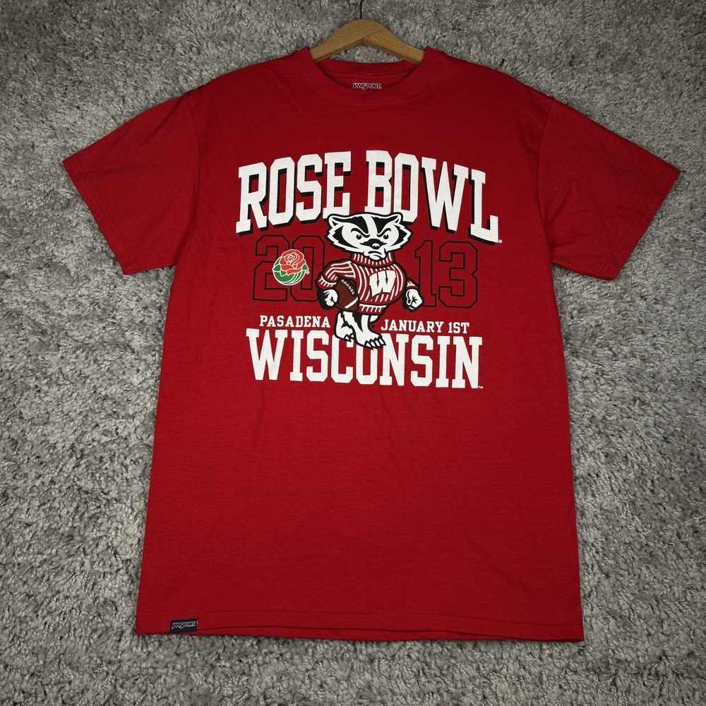 Jansport Wisconsin Badgers Football 2013 Rose Bowl T-Shirt Size M Cotton NWT